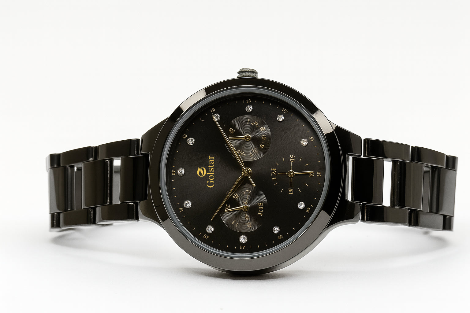 Black Multi-Dial Women's Steel Watch