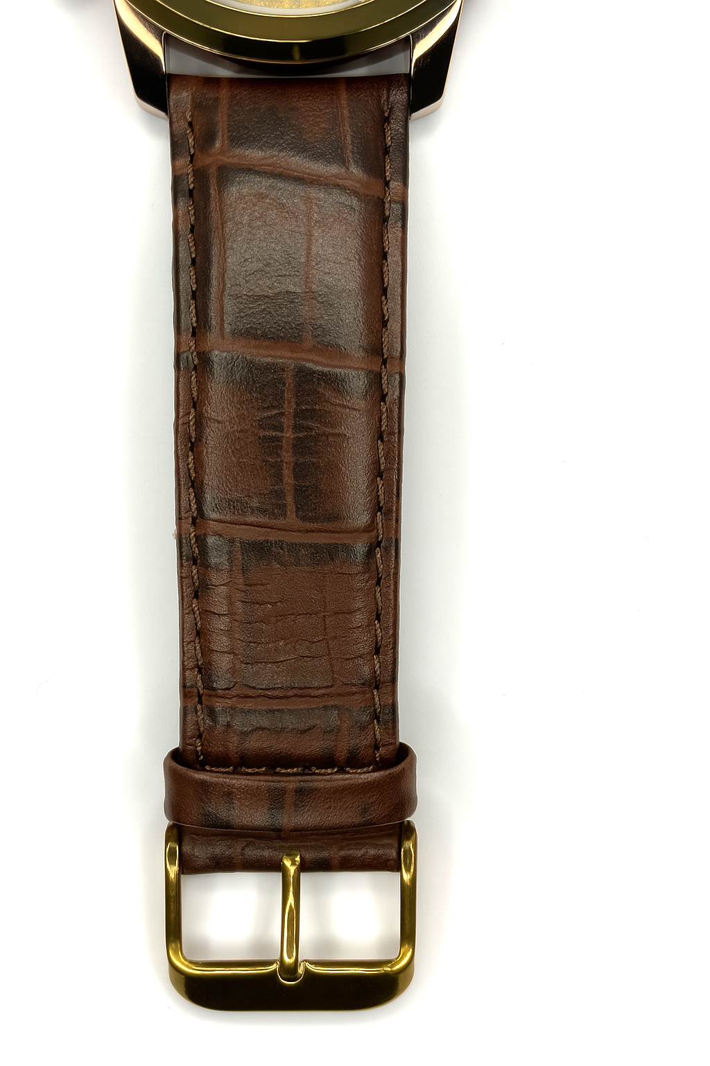 Brown Leather Strap Copper-Ring Men's Watch