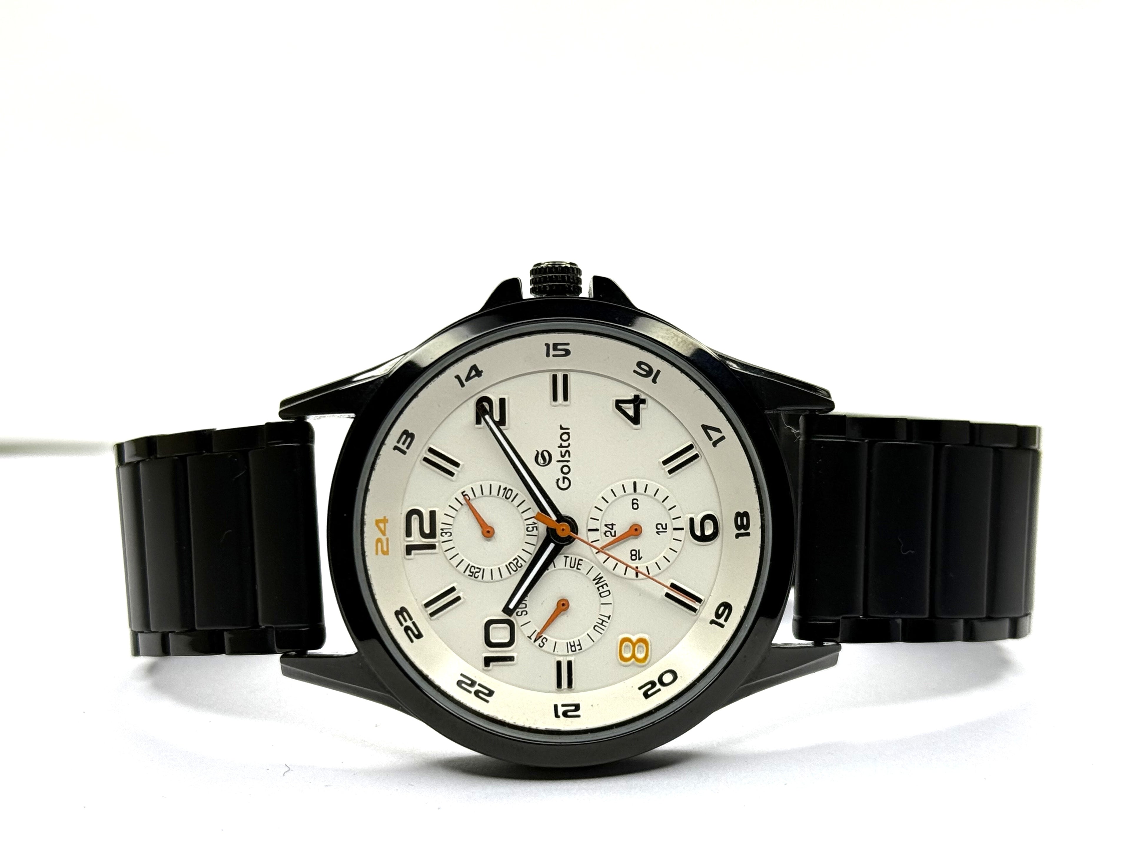 Matte Black Multi-Function White Dial Men's Watch