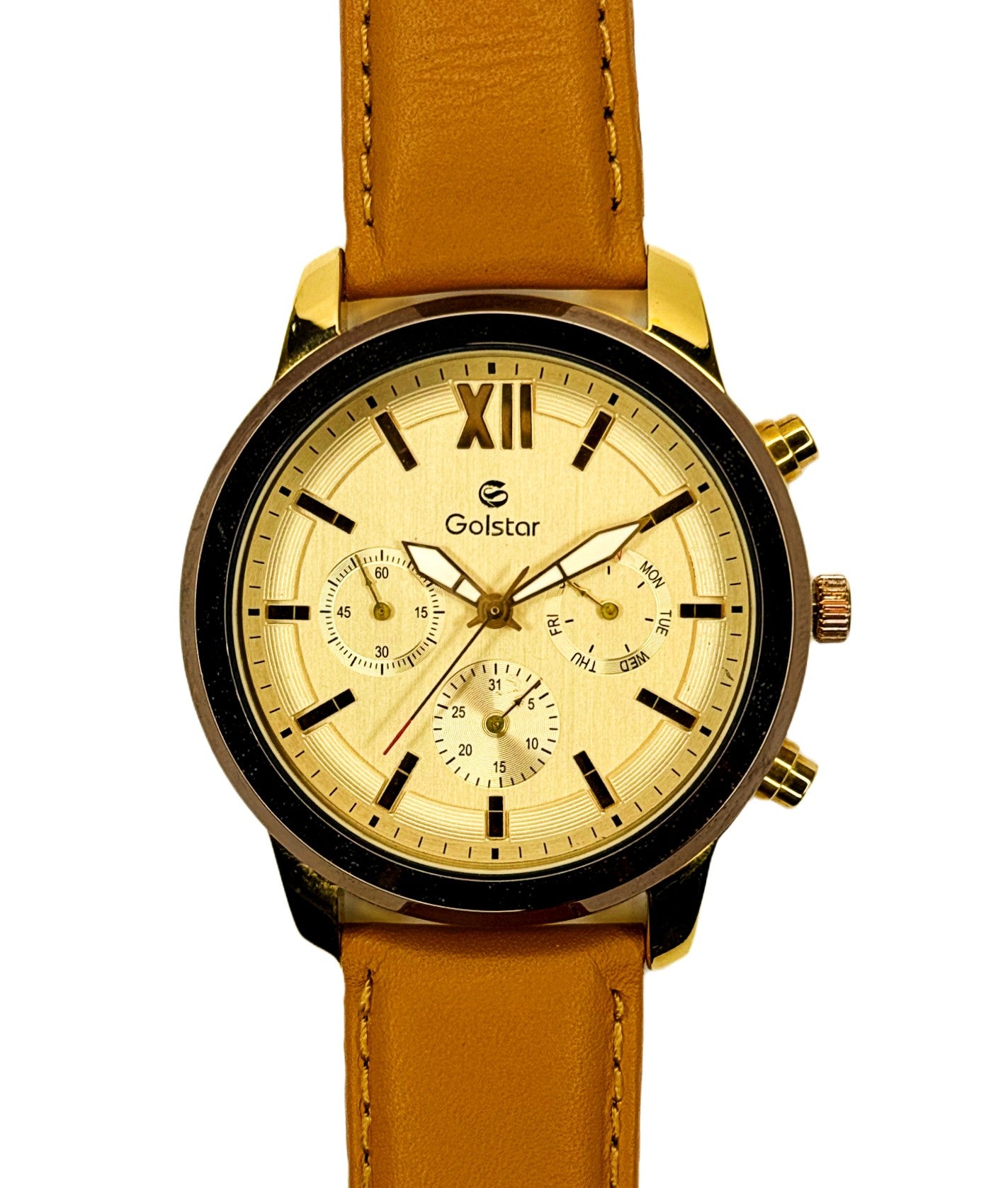 Tan Leather Multi-Function Men's Watch