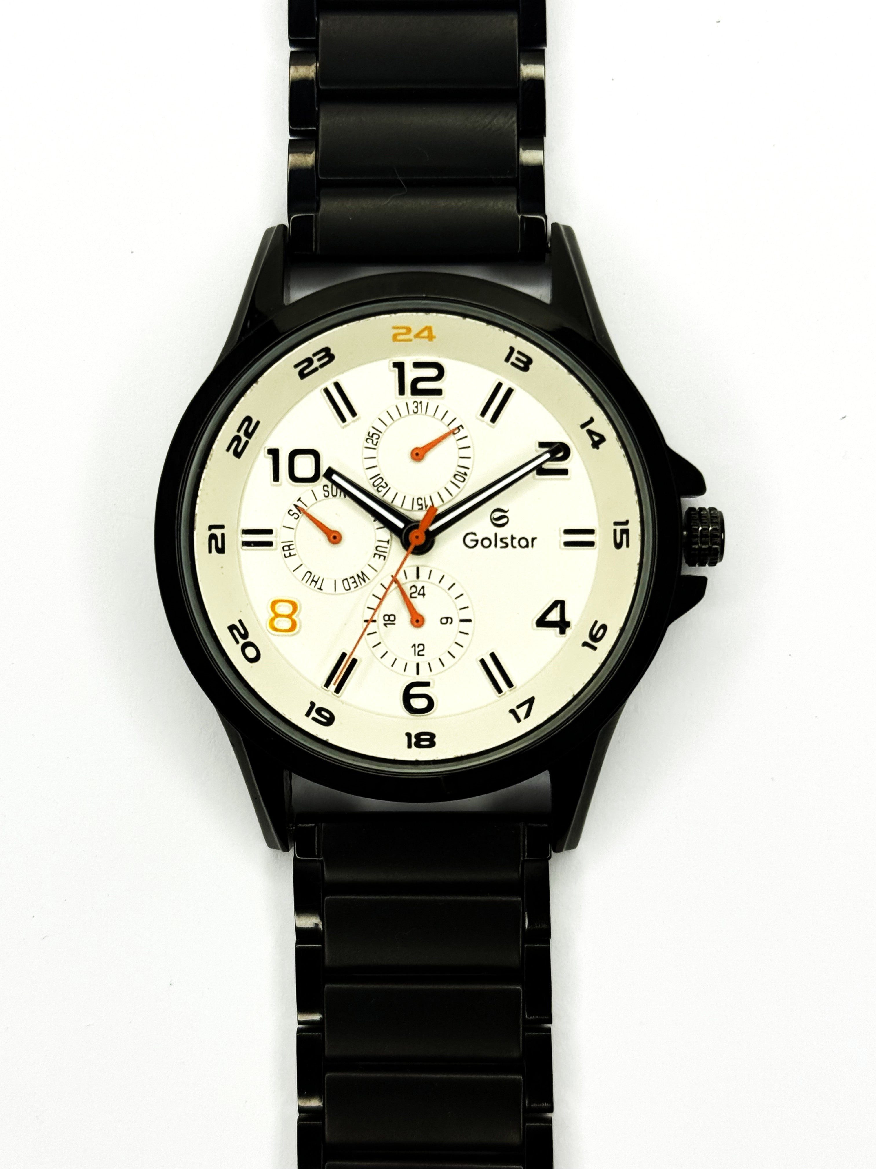 Matte Black Multi-Function White Dial Men's Watch