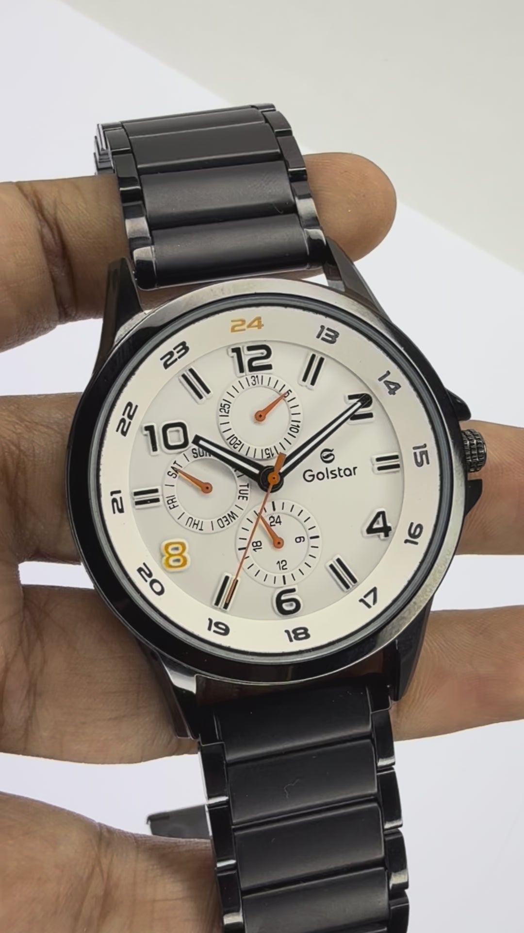Matte Black Multi-Function White Dial Men's Watch