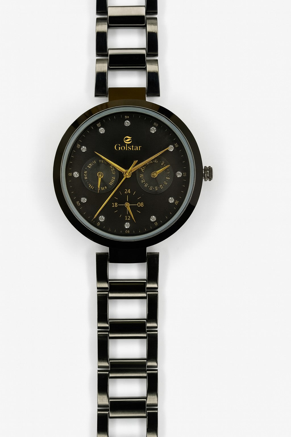 Black Multi-Dial Women's Steel Watch