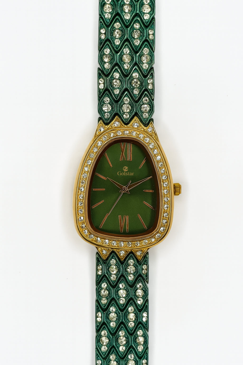 Green Crystal Strap Women's Designer Watch