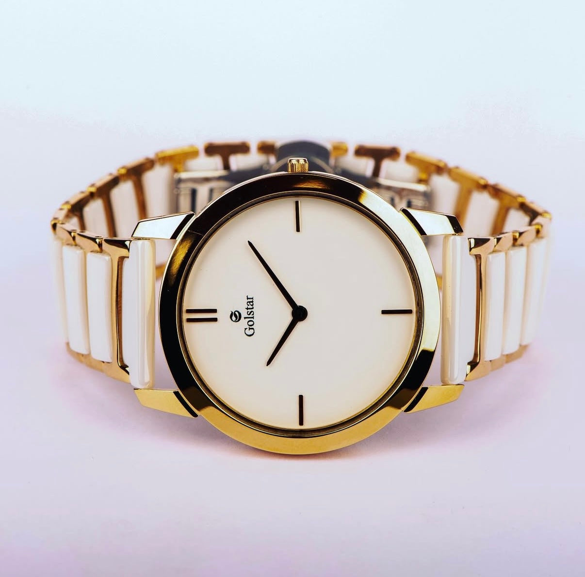 Men's Ceramic Watch – Gold & White Edition