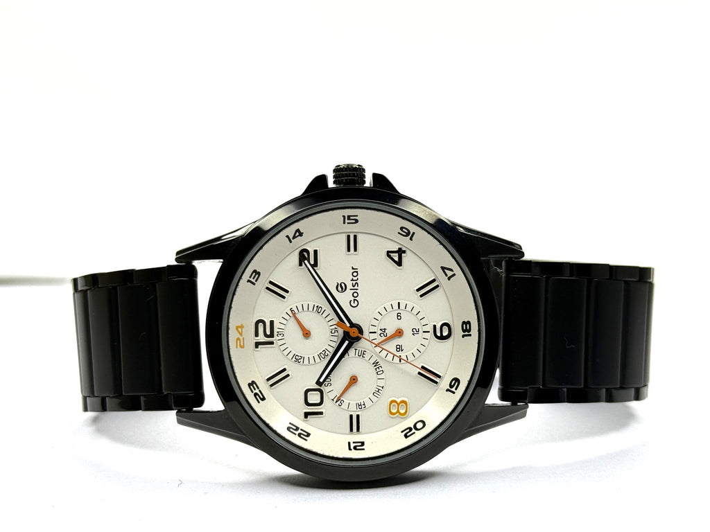 Matte Black Multi-Function White Dial Men's Watch