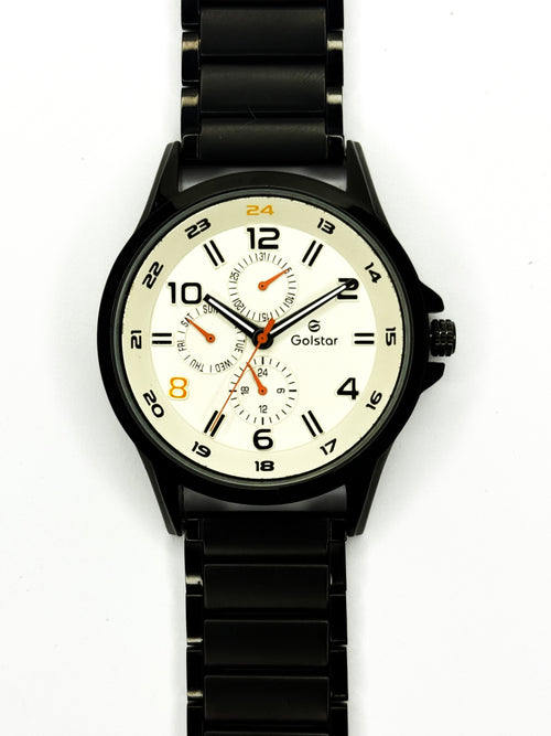 Matte Black Multi-Function White Dial Men's Watch