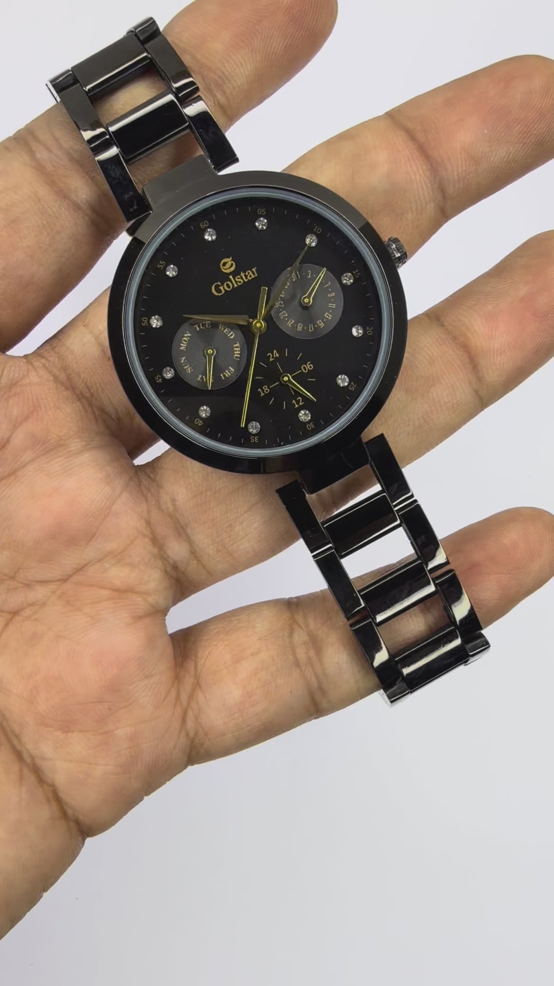 Black Multi-Dial Women's Steel Watch