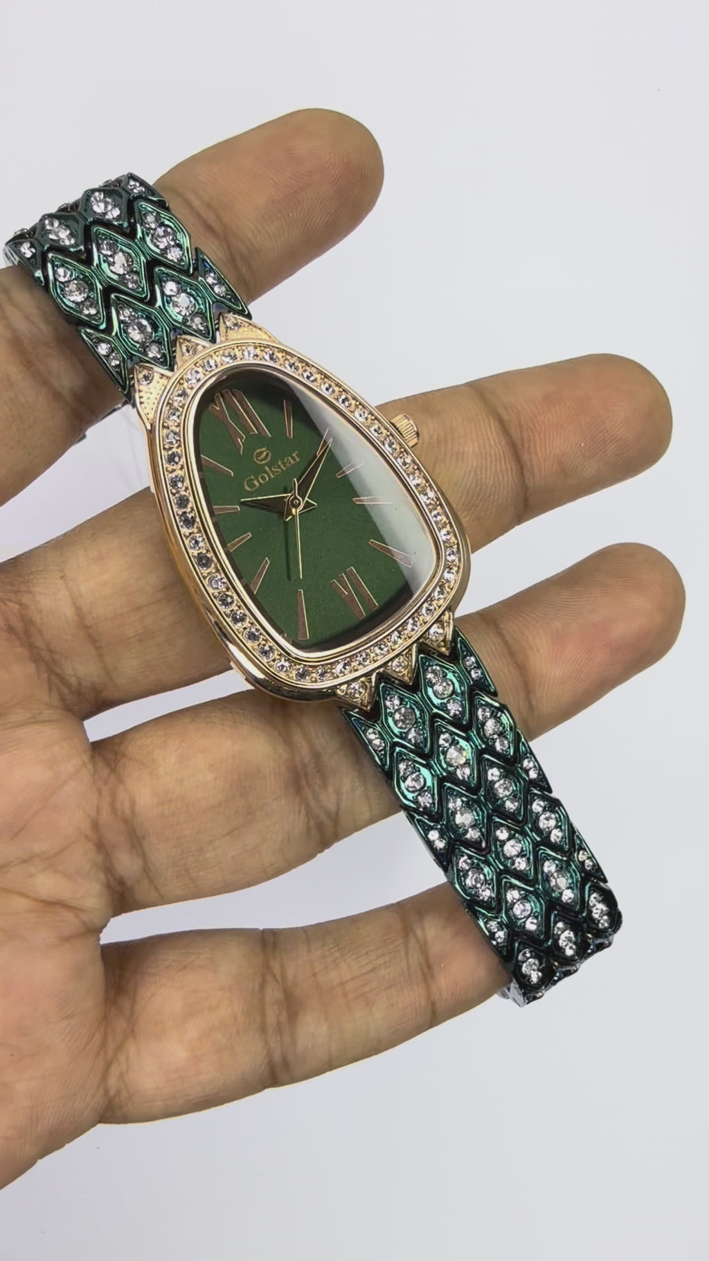 Green Crystal Strap Women's Designer Watch